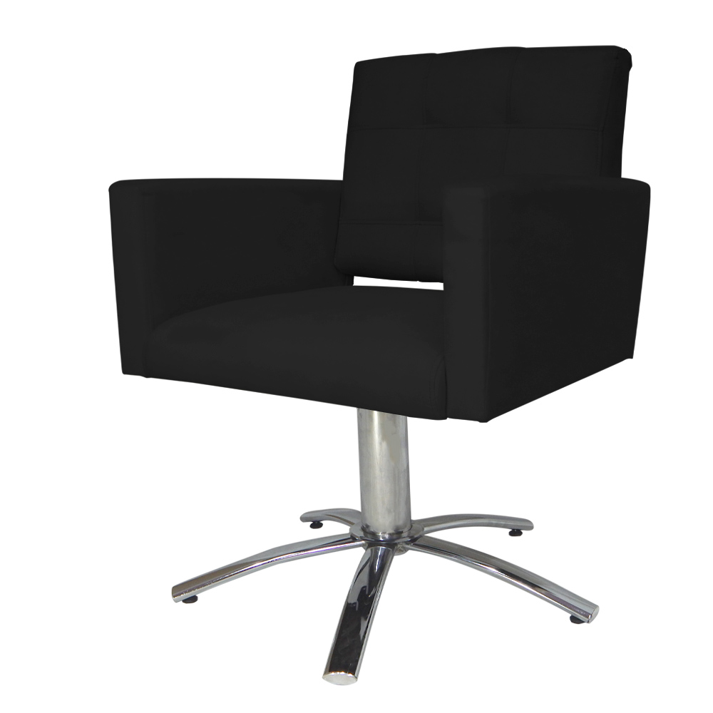 Poltrona Decorativa Camila Pés Metal Giratório Suede Preto - DS Estofados