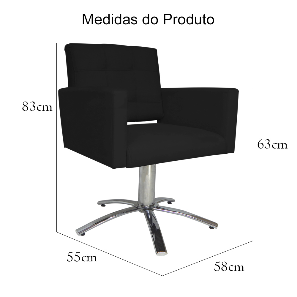 Poltrona Decorativa Camila Pés Metal Giratório Suede Preto - DS Estofados