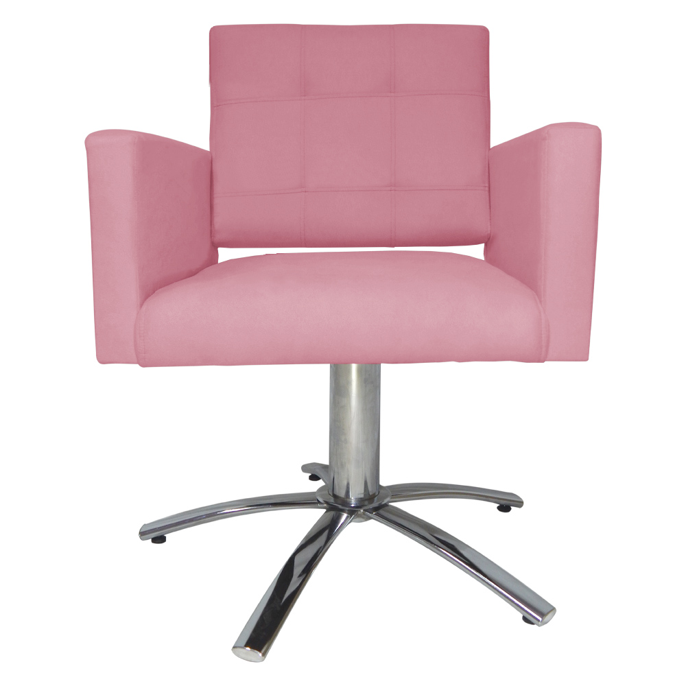 Poltrona Decorativa Camila Pés Metal Giratório Suede Rosa - DS Estofados