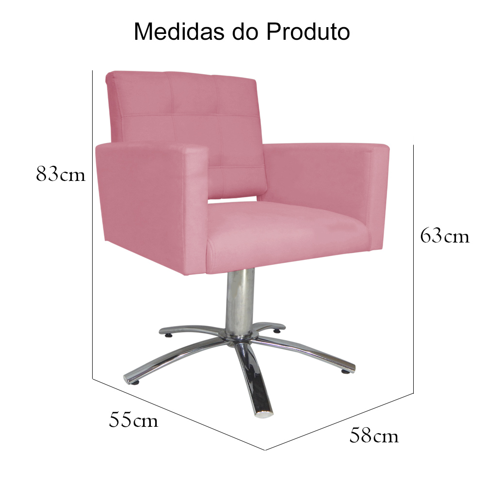 Poltrona Decorativa Camila Pés Metal Giratório Suede Rosa - DS Estofados