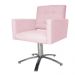 Poltrona Decorativa Camila Pés Metal Giratório Suede Rosa Bebê - DS Estofados