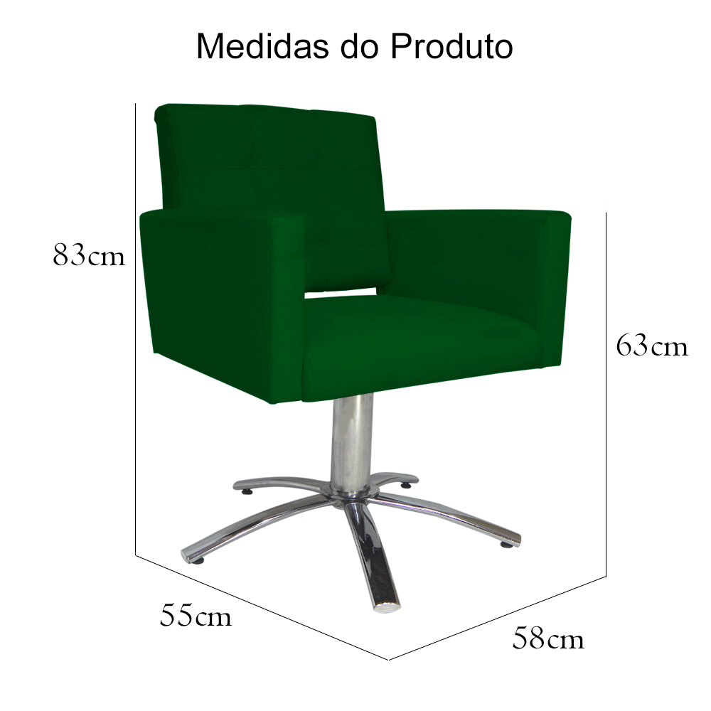 Poltrona Decorativa Camila Pés Metal Giratório Suede Verde - DS Estofados