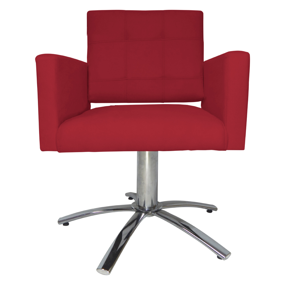 Poltrona Decorativa Camila Pés Metal Giratório Suede Vermelho - DS Estofados