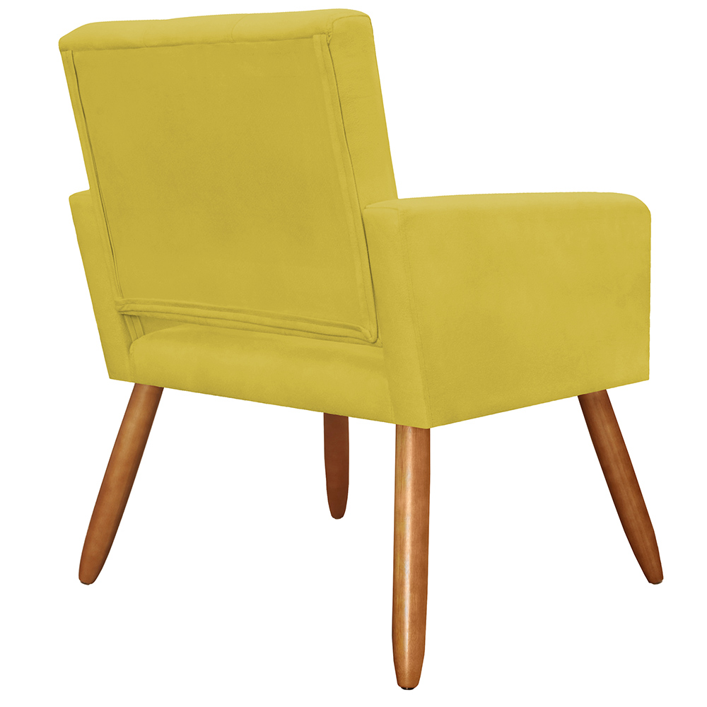 Poltrona Decorativa Camila Pés Palito Suede Amarelo - DS Estofados