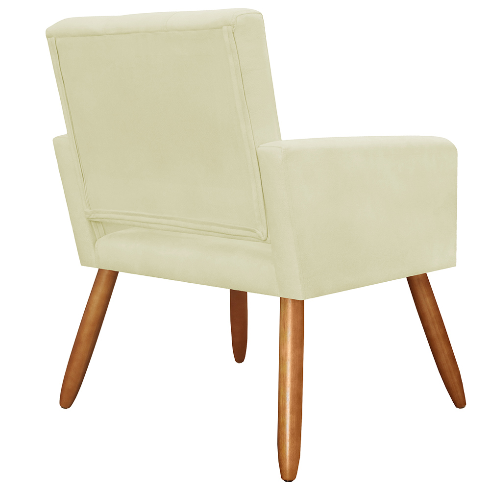Poltrona Decorativa Camila Pés Palito Suede Bege - DS Estofados