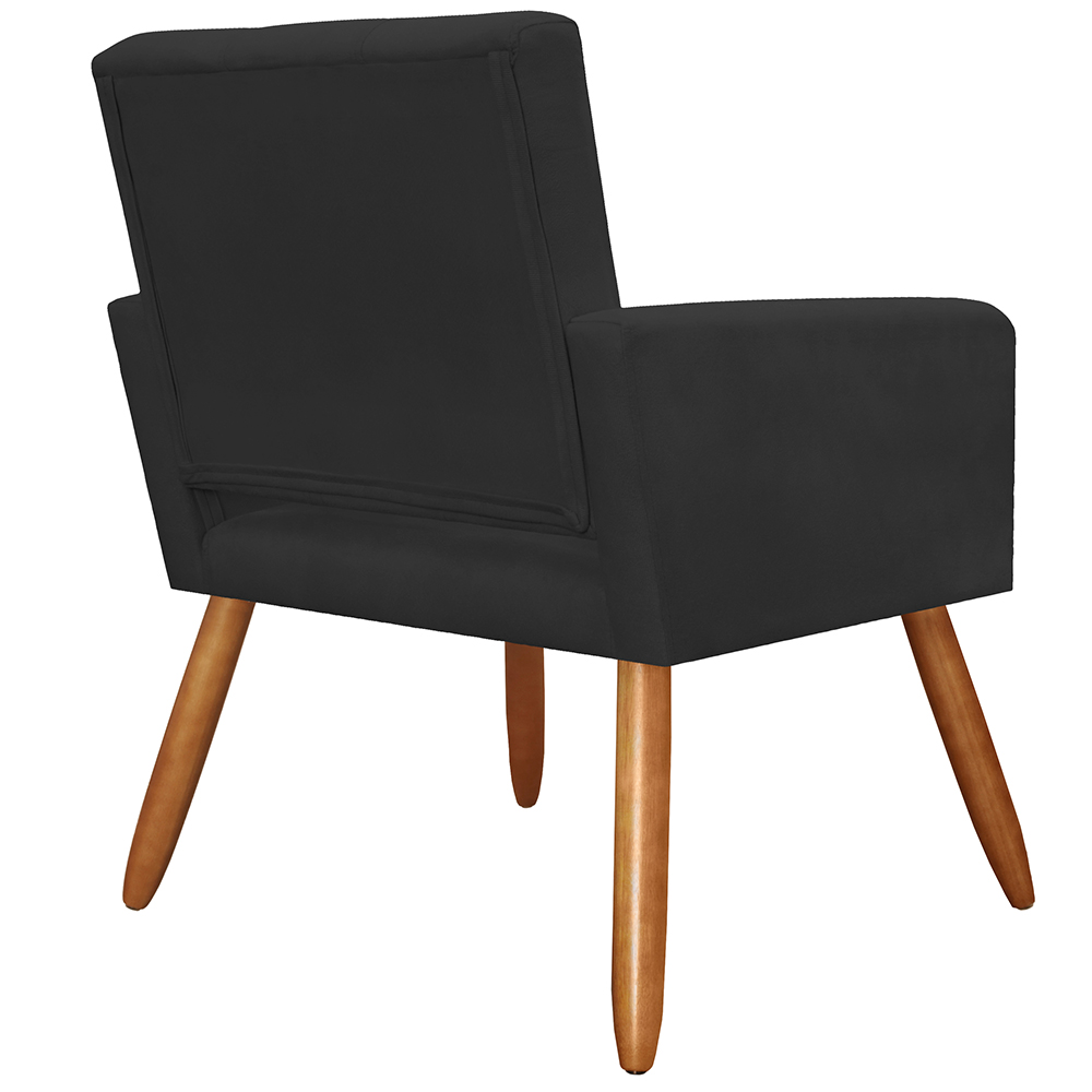 Poltrona Decorativa Camila Pés Palito Suede Preto - DS Estofados