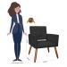 Poltrona Decorativa Camila Pés Palito Suede Preto - DS Estofados