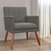 Poltrona Decorativa Cecilia Pés Palito Suede  Cinza - DS Estofados