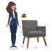 Poltrona Decorativa Cecilia Pés Palito Suede  Cinza - DS Estofados
