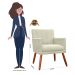 Poltrona Decorativa Cecilia Pés Palito Suede Bege - DS Estofados