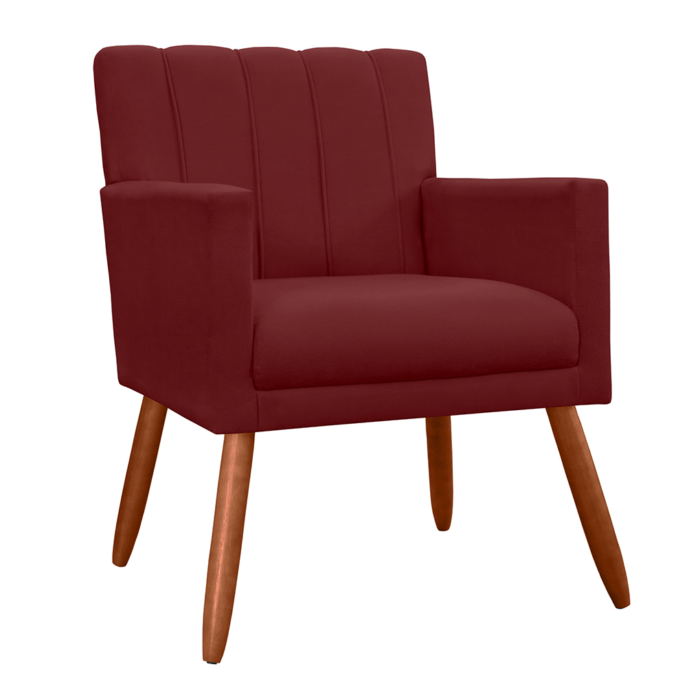 Poltrona Decorativa Cecilia Pés Palito Suede Bordô - DS Estofados