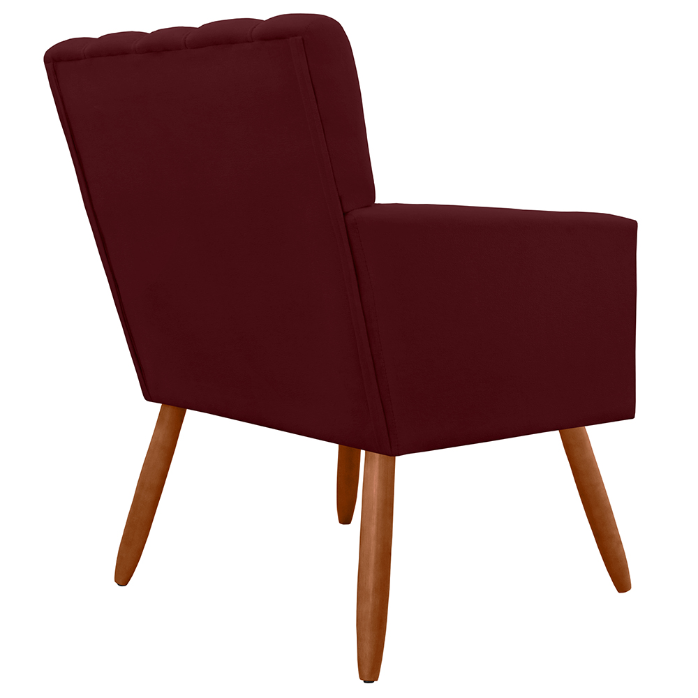 Poltrona Decorativa Cecilia Pés Palito Suede Bordô - DS Estofados