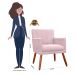 Poltrona Decorativa Cecilia Pés Palito Suede Rosê - DS Estofados