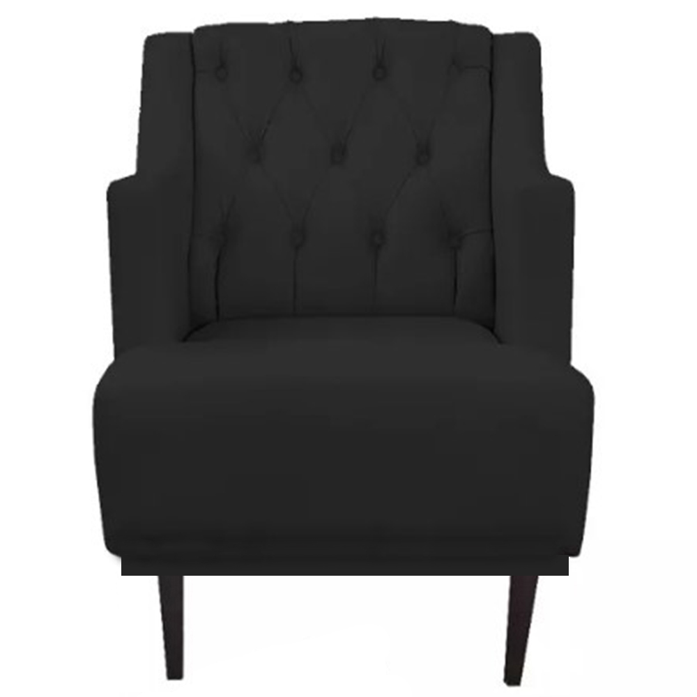 Poltrona Decorativa Clássica Capitonê Corino Preto - DS Móveis