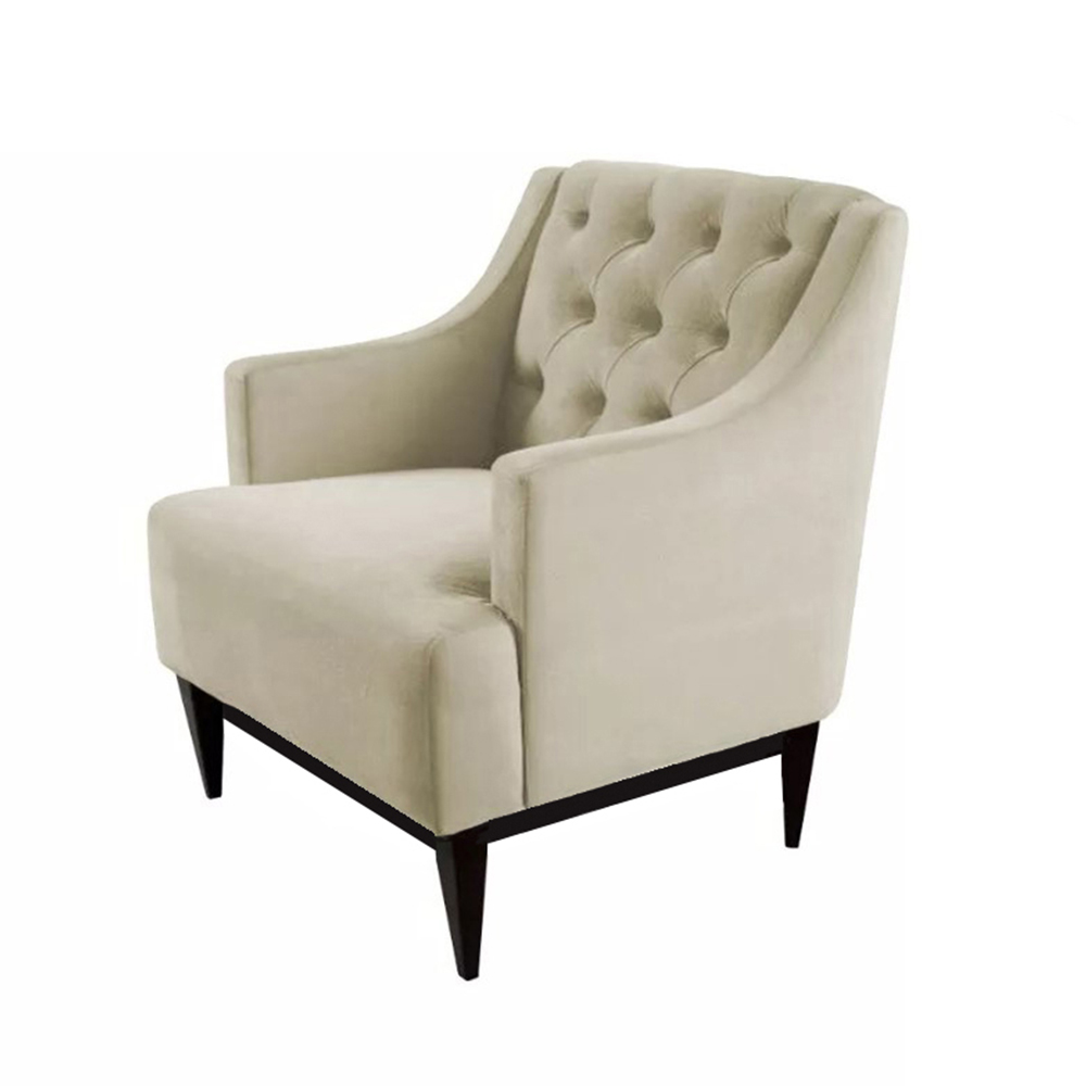 Poltrona Decorativa Clássica Capitonê Suede Bege - DS Móveis