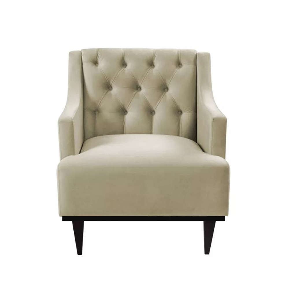 Poltrona Decorativa Clássica Capitonê Suede Bege - DS Móveis