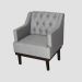 Poltrona Decorativa Clássica Com Base Madeira Linho Cinza
