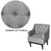 Poltrona Decorativa Clássica Com Base Madeira Linho Cinza