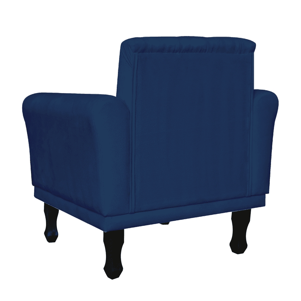 Poltrona Decorativa Classic Pés Luis XV Suede Azul Marinho - DS Estofados