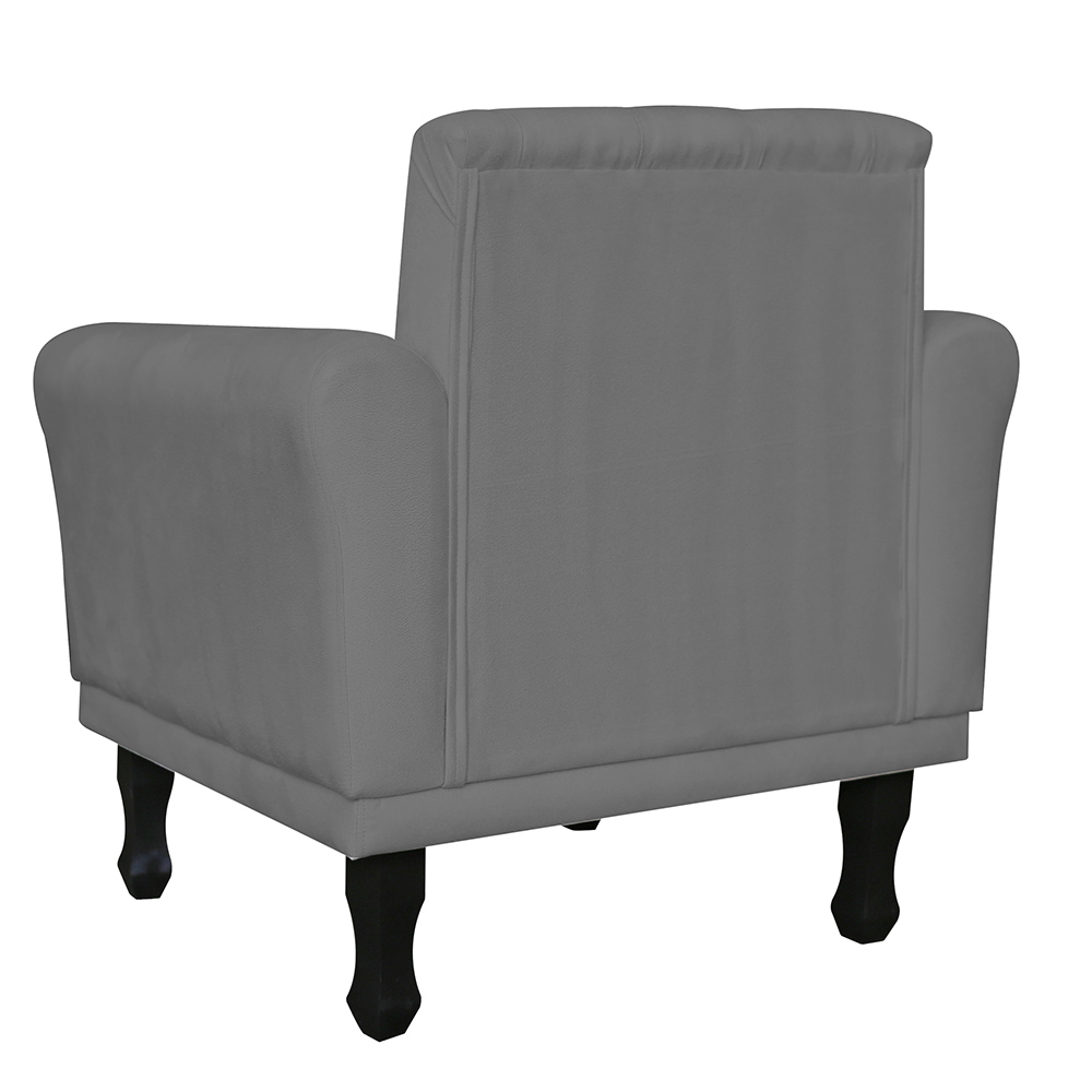 Poltrona Decorativa Classic Pés Luis XV Suede Cinza - DS Estofados