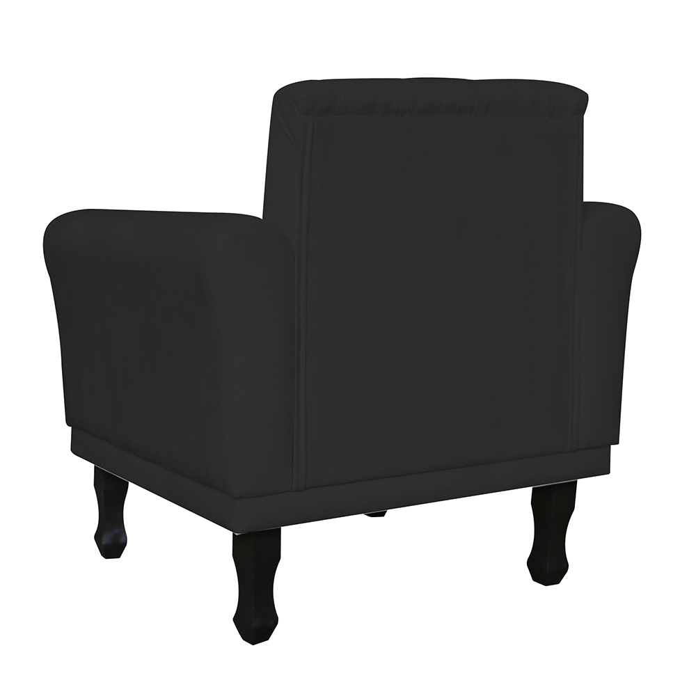 Poltrona Decorativa Classic Pés Luis XV Suede Preto - DS Estofados