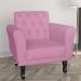 Poltrona Decorativa Classic Pés Luis XV Suede Rosa - DS Estofados