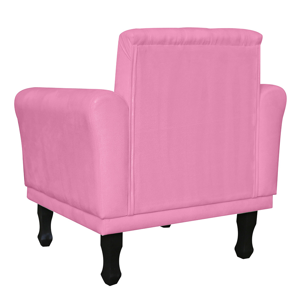 Poltrona Decorativa Classic Pés Luis XV Suede Rosa - DS Estofados