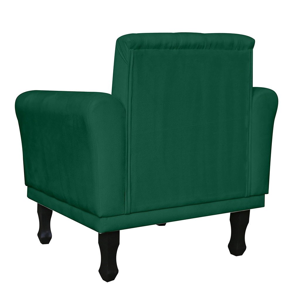Poltrona Decorativa Classic Pés Luis XV Suede Verde - DS Estofados