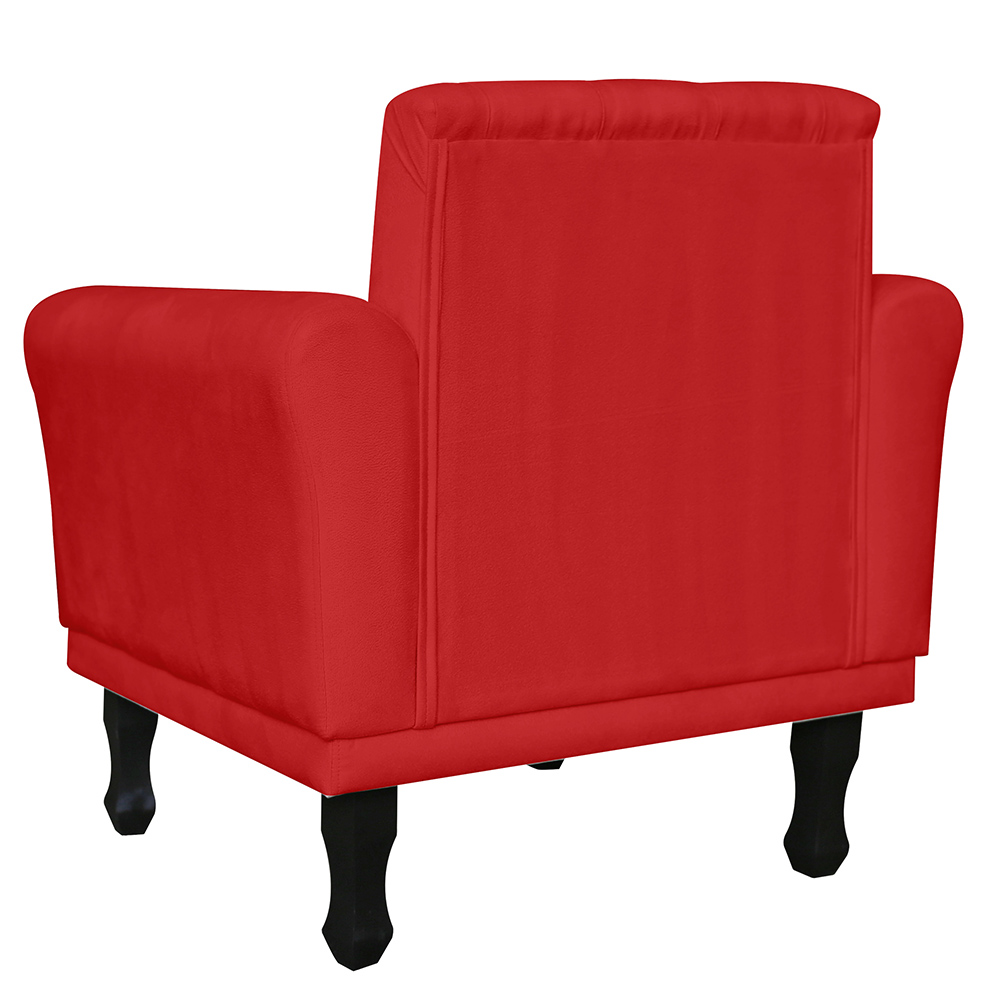 Poltrona Decorativa Classic Pés Luis XV Suede Vermelho - DS Estofados