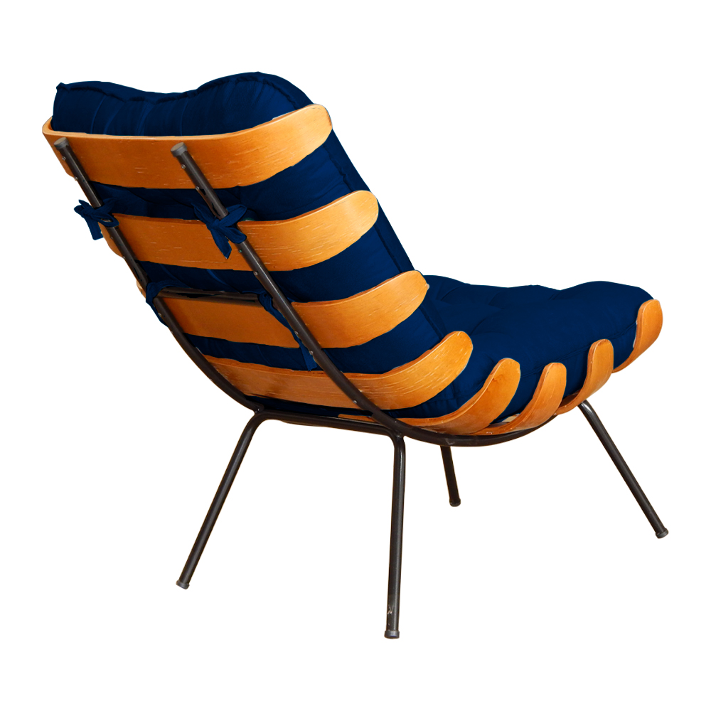 Poltrona Decorativa Costela Suede Azul Marinho - DS Estofados