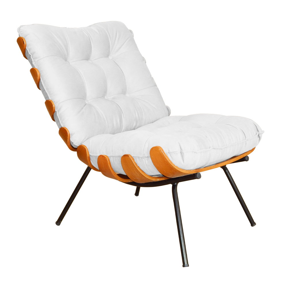 Poltrona Decorativa Costela Suede Branco - DS Estofados