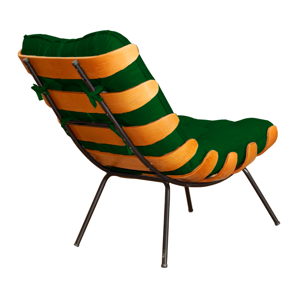 Poltrona Decorativa Costela Suede Verde - DS Estofados