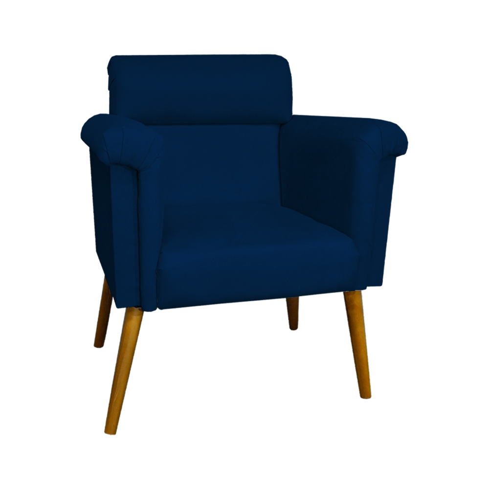 Poltrona Decorativa Elisa Suede Azul Marinho - DS Estofados