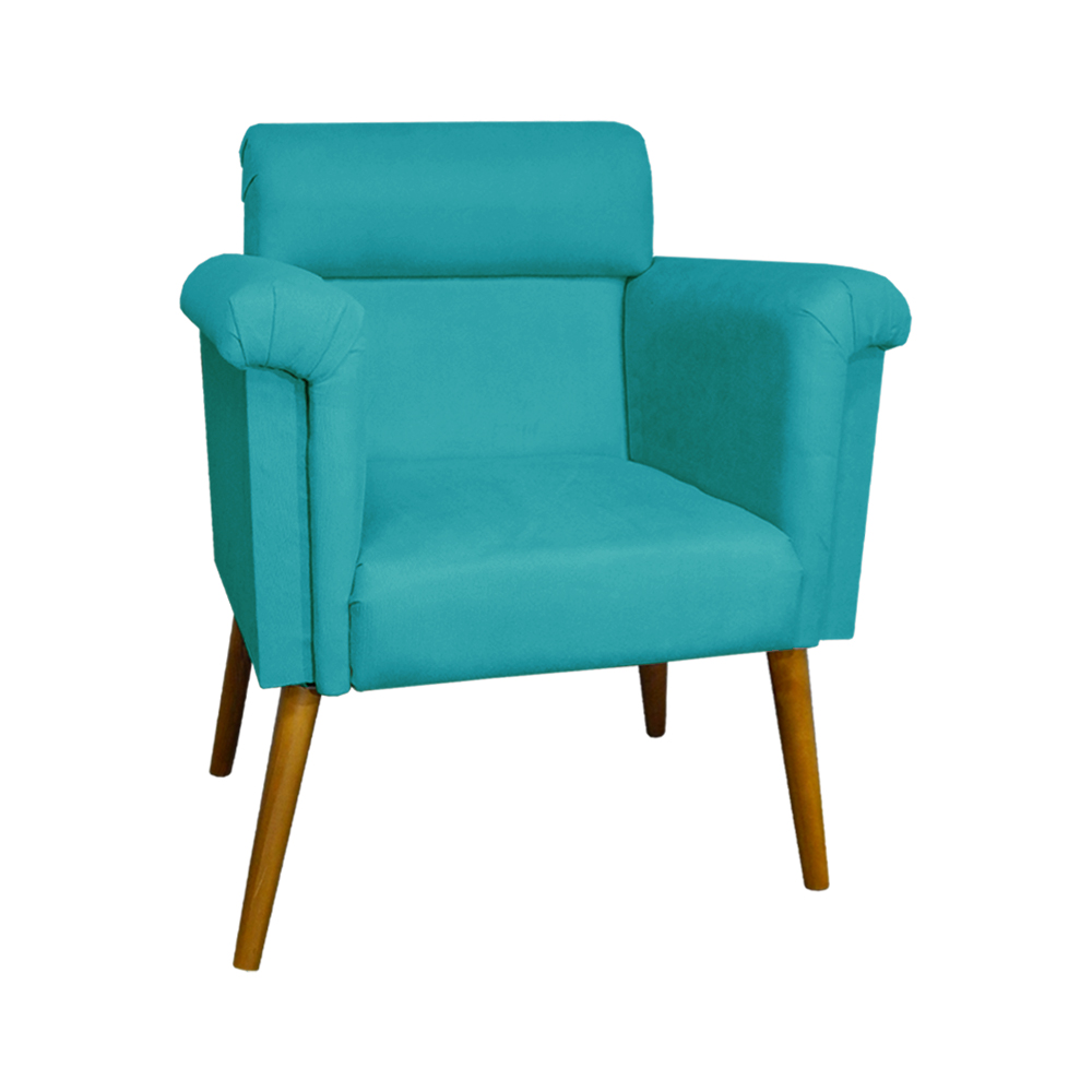 Poltrona Decorativa Elisa Suede Azul Turquesa - DS Estofados