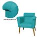 Poltrona Decorativa Elisa Suede Azul Turquesa - DS Estofados