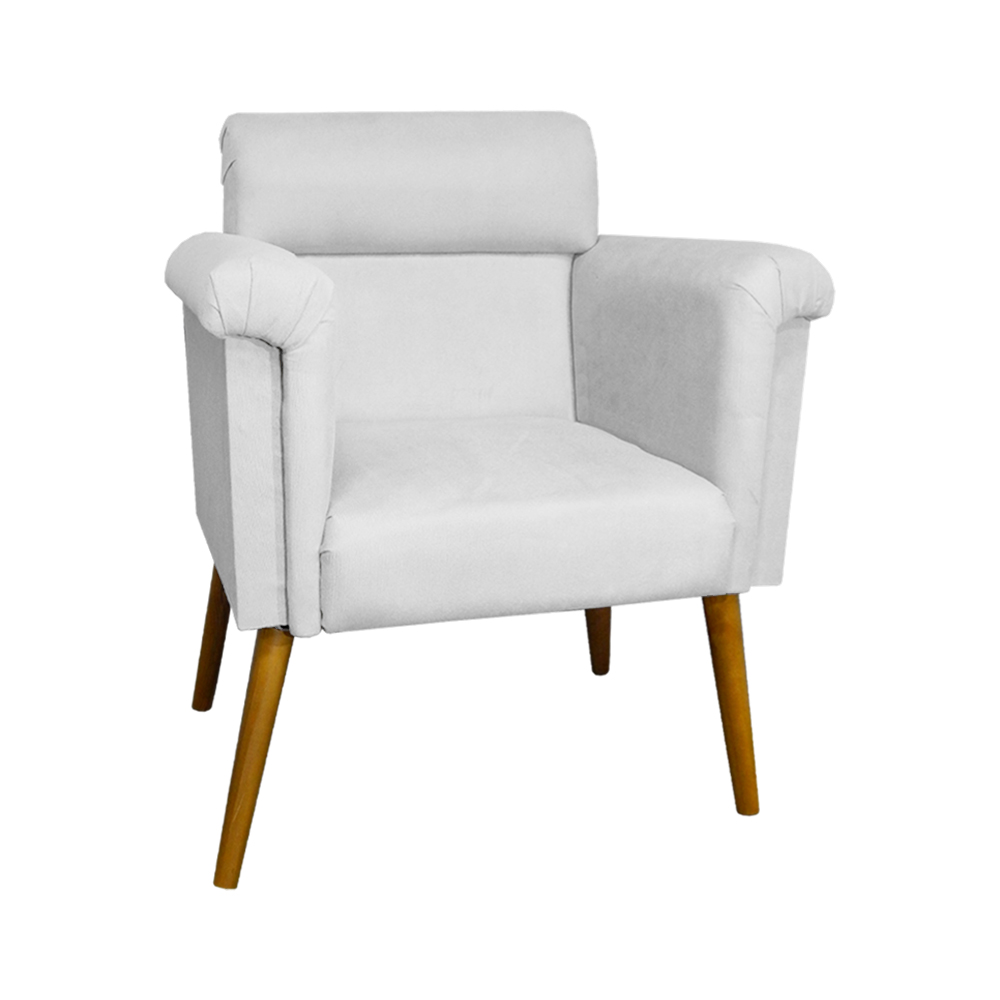 Poltrona Decorativa Elisa Suede Branco - DS Estofados