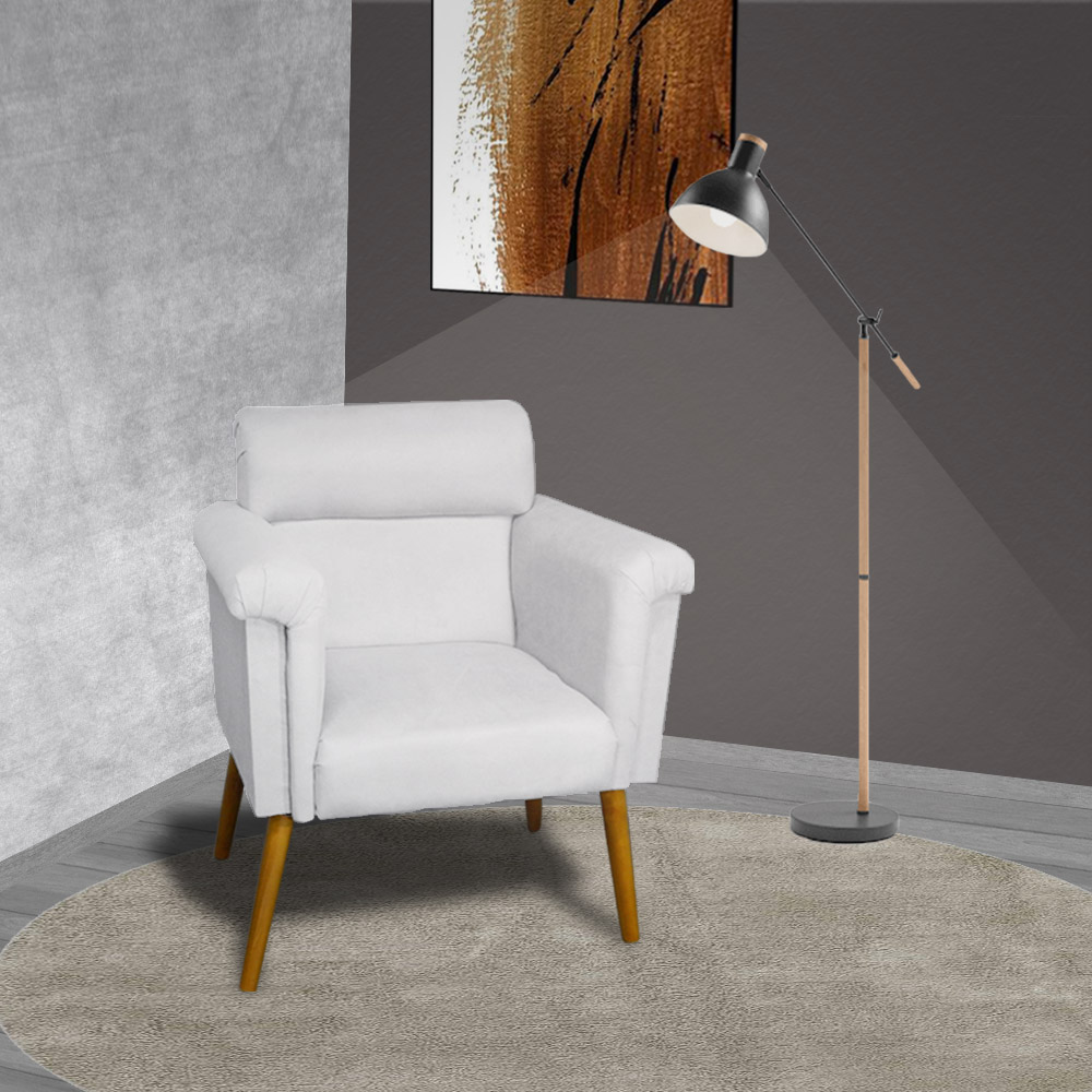 Poltrona Decorativa Elisa Suede Branco - DS Estofados