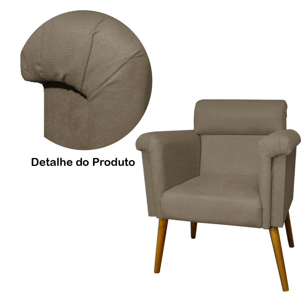 Poltrona Decorativa Elisa Suede Capuccino - DS Estofados