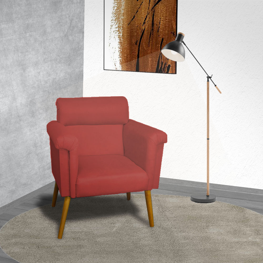 Poltrona Decorativa Elisa Suede Vermelho - DS Estofados