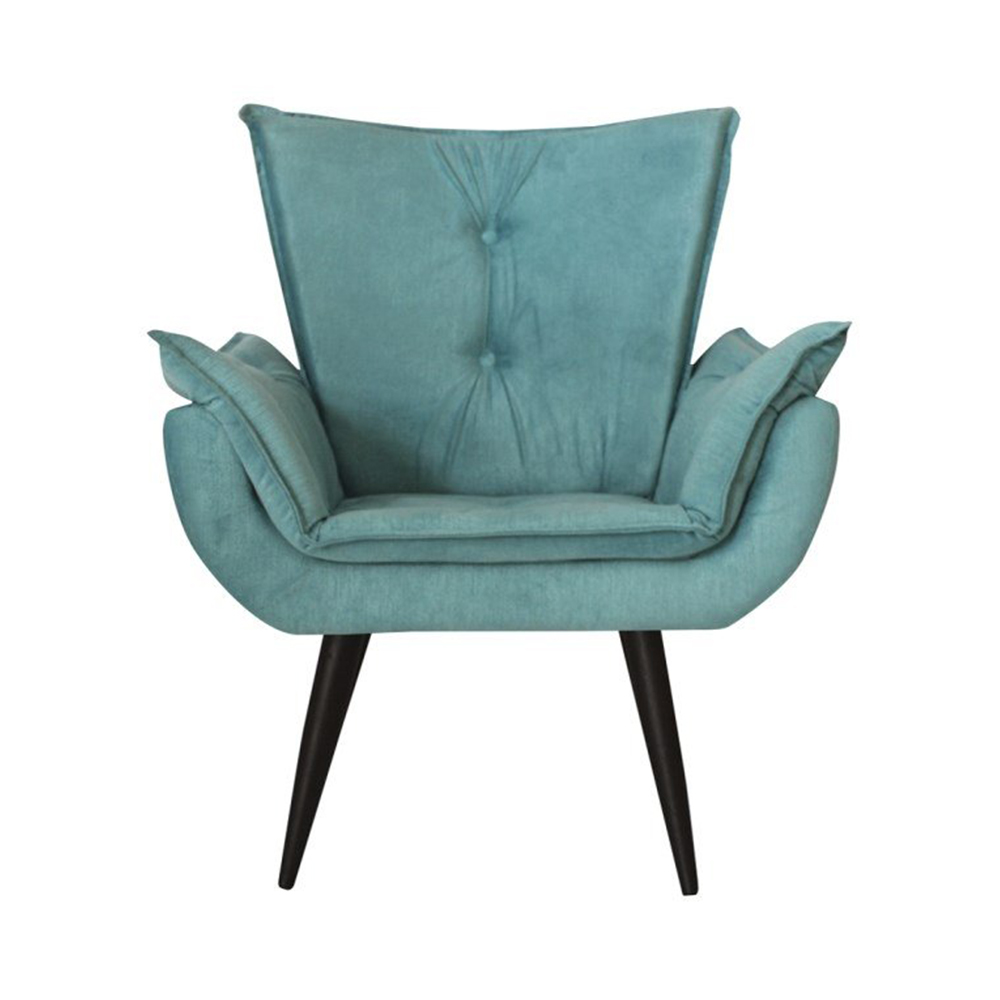 Poltrona Decorativa Emília Aba Pés Palito Suede Azul - DS Móveis