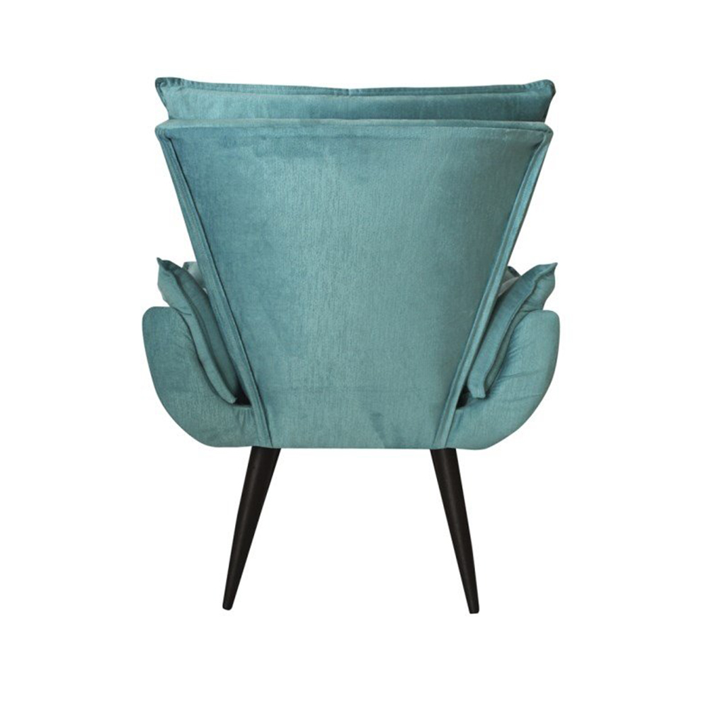Poltrona Decorativa Emília Aba Pés Palito Suede Azul - DS Móveis