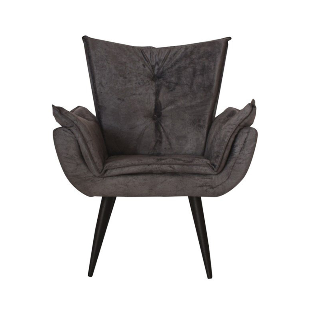 Poltrona Decorativa Emília Aba Pés Palito Suede Grafite - DS Móveis