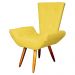 Poltrona Decorativa Emília Barca Pés Palito Suede Amarelo - DS Estofados