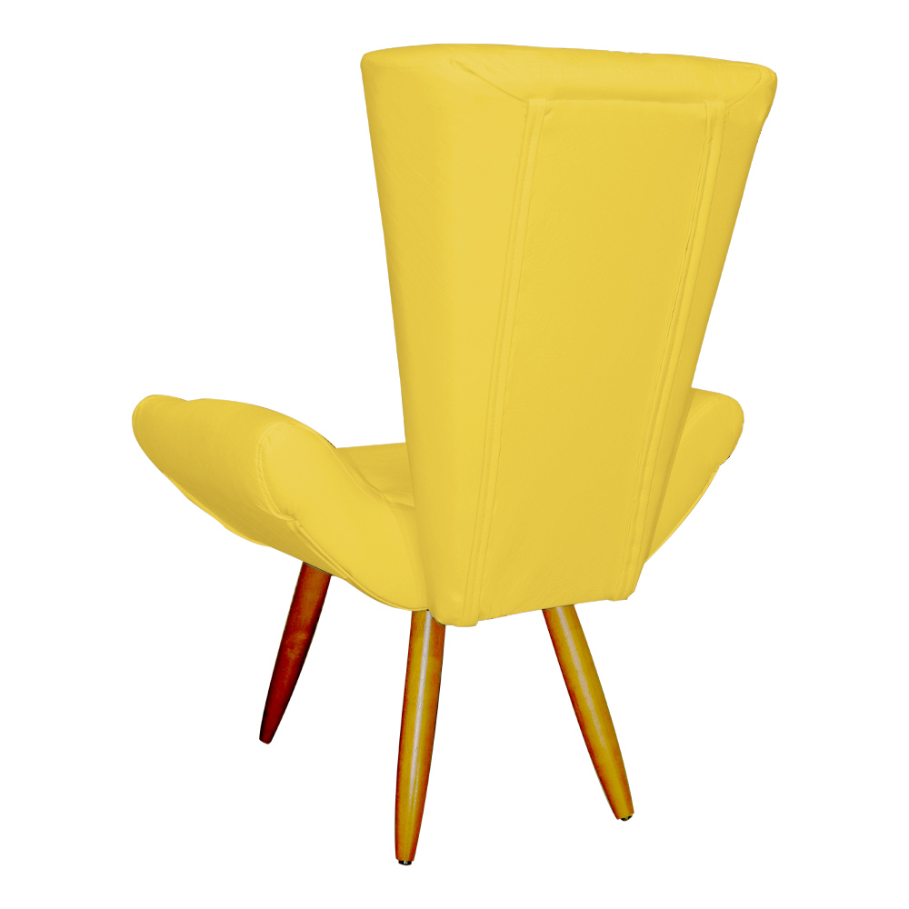 Poltrona Decorativa Emília Barca Pés Palito Suede Amarelo - DS Estofados