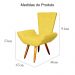 Poltrona Decorativa Emília Barca Pés Palito Suede Amarelo - DS Estofados