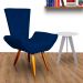 Poltrona Decorativa Emília Barca Pés Palito Suede Azul Marinho - DS Estofados