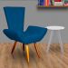 Poltrona Decorativa Emília Barca Pés Palito Suede Azul Royal - DS Estofados