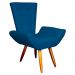 Poltrona Decorativa Emília Barca Pés Palito Suede Azul Royal - DS Estofados