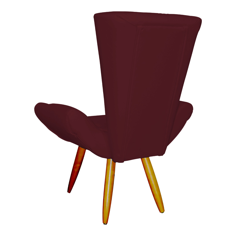 Poltrona Decorativa Emília Barca Pés Palito Suede Bordô - DS Estofados