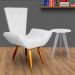 Poltrona Decorativa Emília Barca Pés Palito Suede Branco - DS Estofados